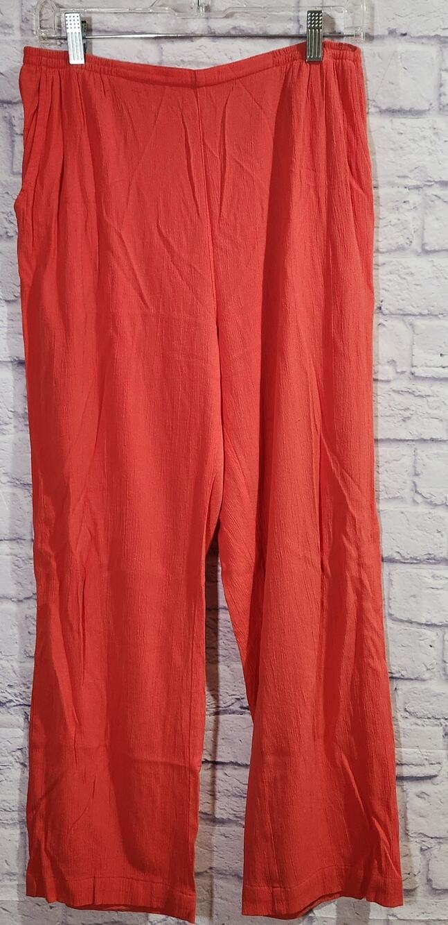 Draper's & Damon's Orange Crinkle Material Pull On Pants M Lightweight Flowy